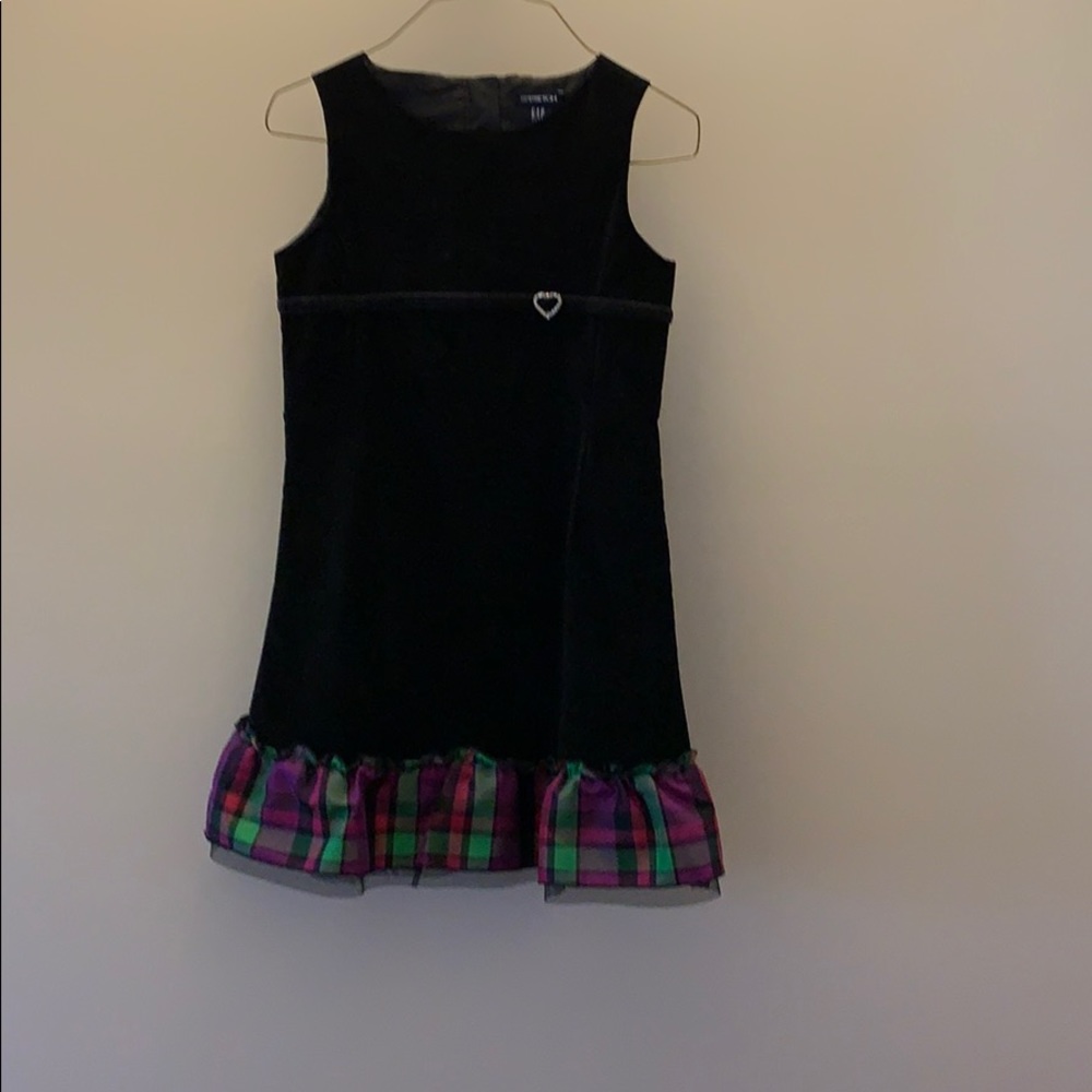 Gap Kids Girls Dress with Plaid Ruffle Hem Black Size M